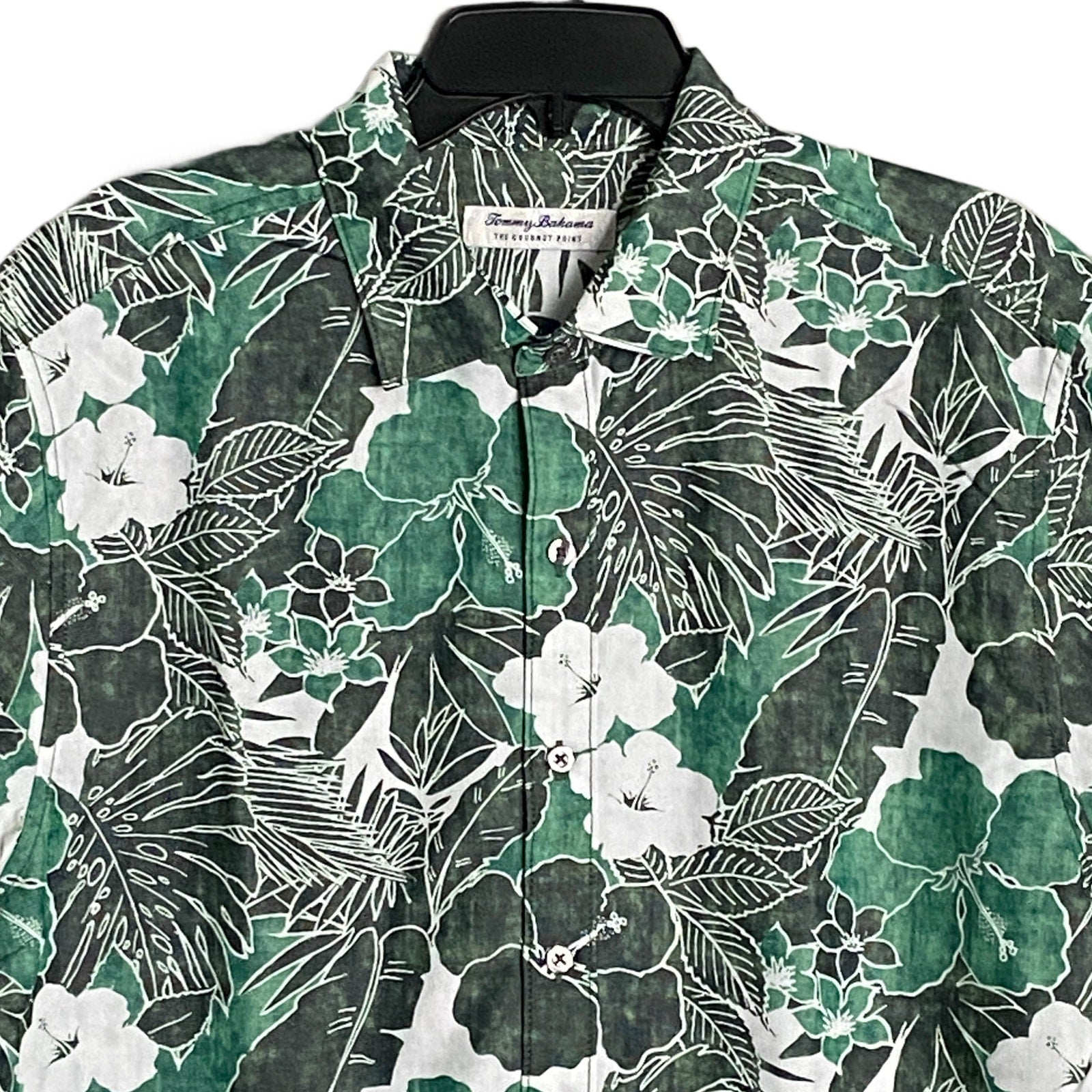 Tommy Bahama "The Coconut Point" Men's Large Shirt Floral Viridian Pine