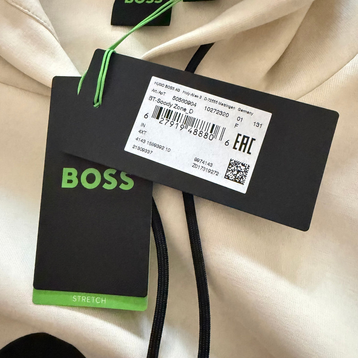 Boss Soody Zone Logo Hoodie Men's 4XT Big & Tall Drawstring Hood Open White