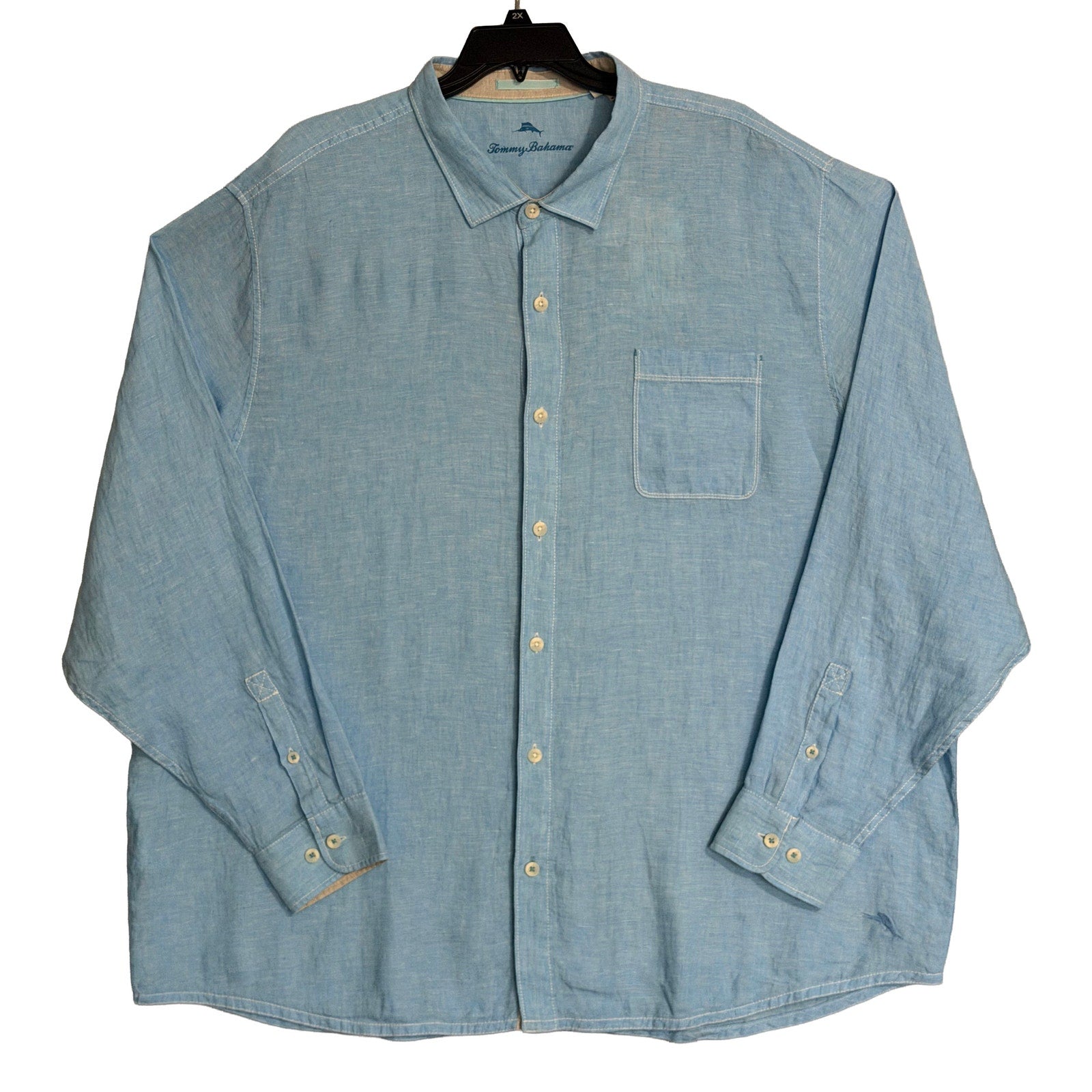 Tommy Bahama Linen Shirt Men's 4XLT Long Sleeve Paradise Breezer Blue