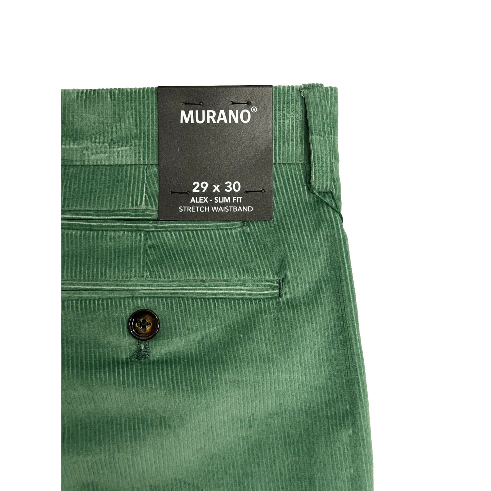 Murano Corduroy Pants Men's 29"x30" Alex Fit Stretch Fabric Pine Green