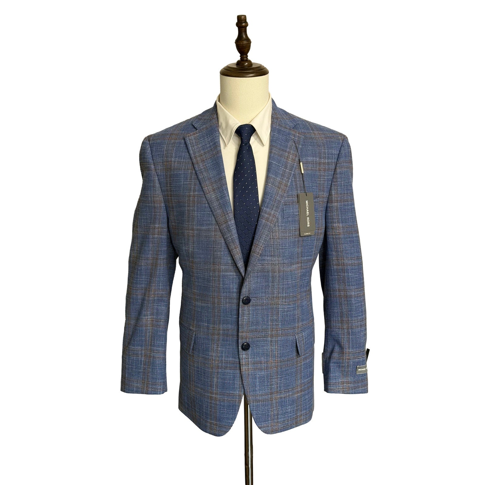 Michael Kors Men's 44R Classic Fit Sport Coat Stretch Blue Rust