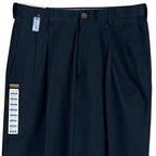 Haggar Premium No Iron Khaki Men's 32x32 Dress Pant Classic Fit Pleated Blue