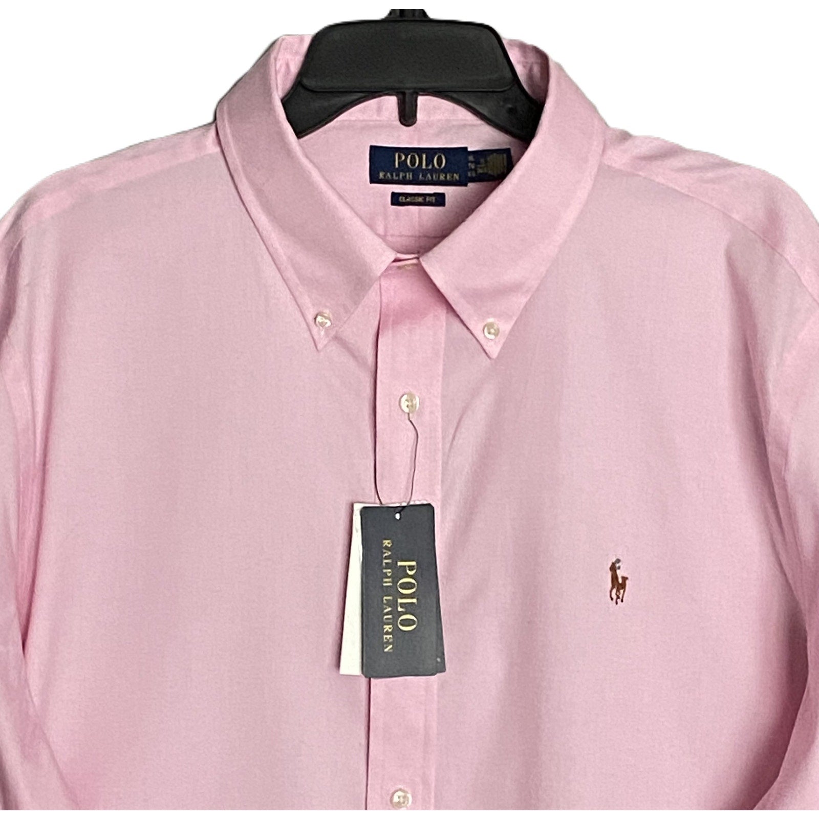 Polo Ralph Lauren Shirt Men's 18 34/35 Dress Shirt Long Slv Button-Down Pink