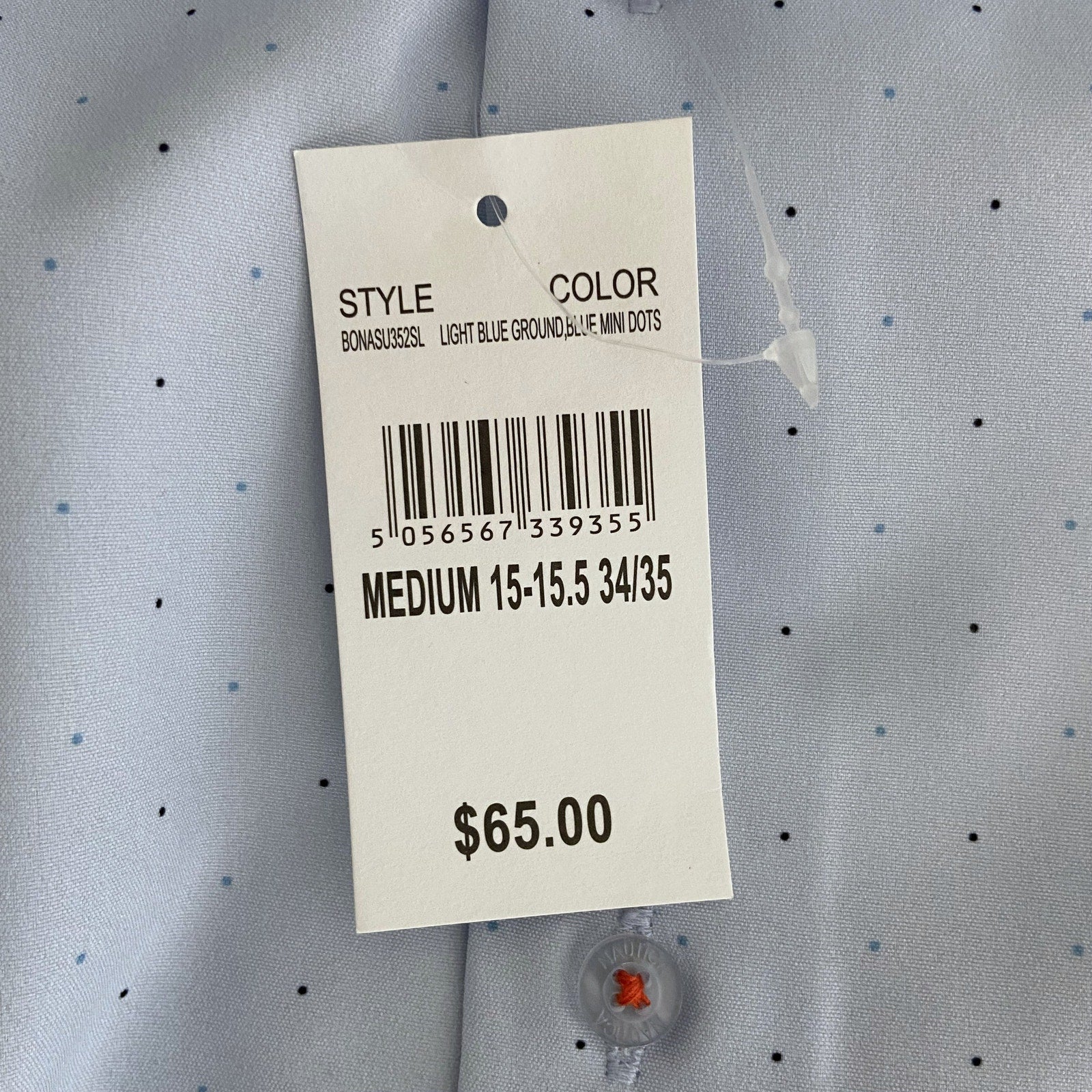 Nautica Dress Shirt Men's 15-15.5 34/35 Performance Slim Fit Blue Dot