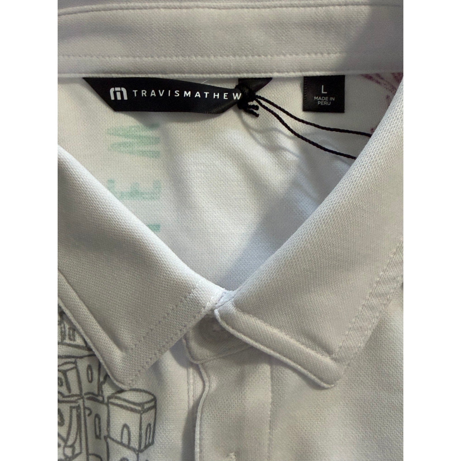 Travis Mathew Shirt Men's Large "Passport Polo" Lightweight Stretch White