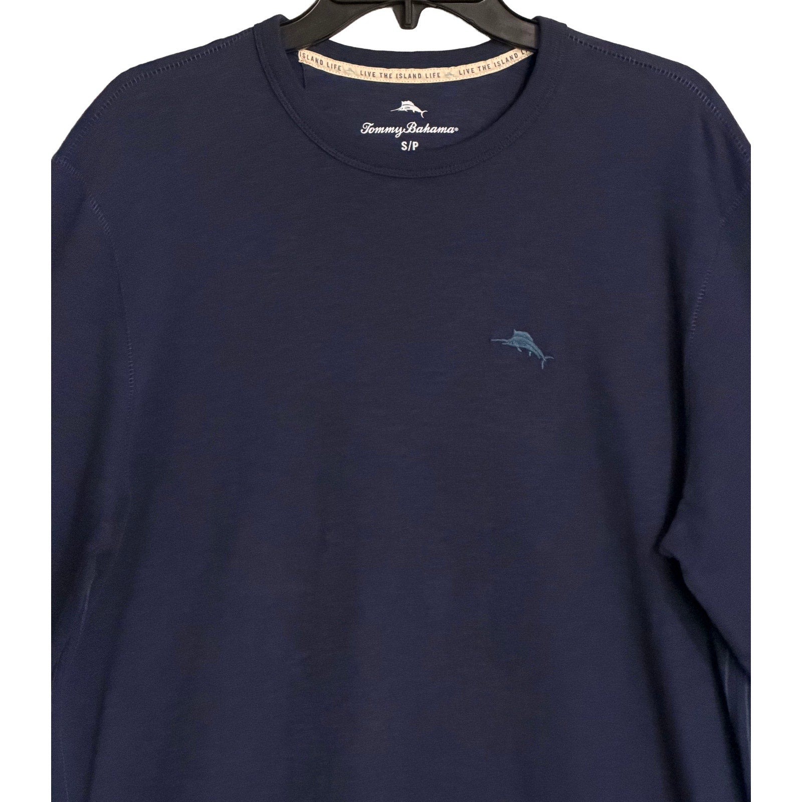 Tommy Bahama T-Shirt Men's Small "Tropic Tiles Tee" Long Sleeve Dark Blue