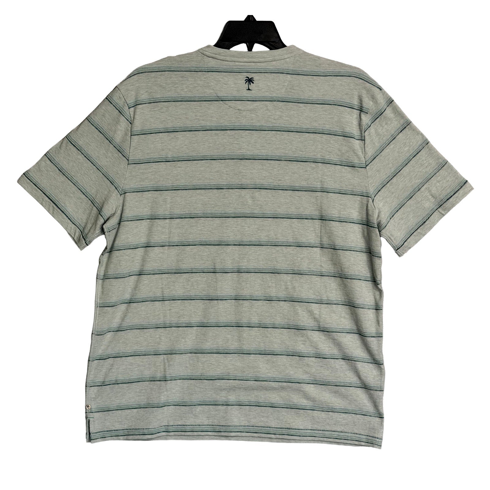 Tommy Bahama Henley Men's Large Short Slv "Soleil Stripe Henley" Overcast