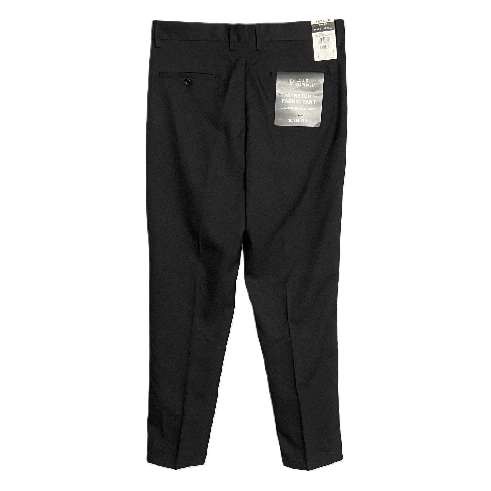 Louis Raphael Dress Pant Men's 34x32 Slim Fit Comfort Stretch Solid Black