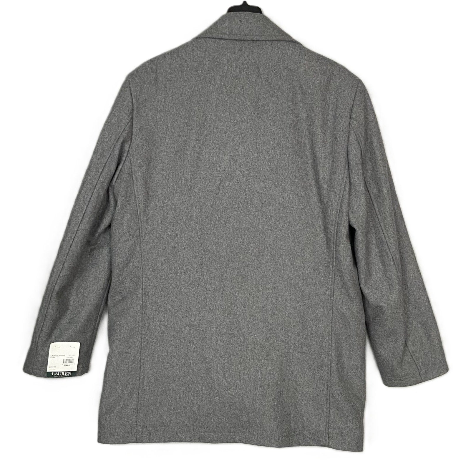 Lauren Ralph Lauren Overcoat Men's 42R Double-Breasted Wool Blend Light Gray