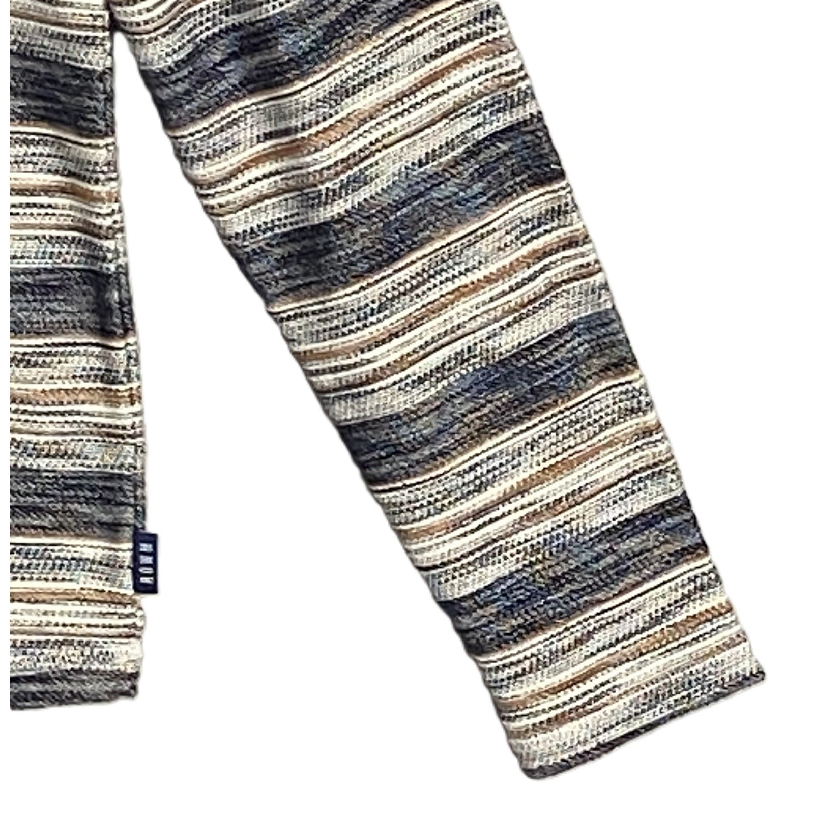 Rowm Long Sleeve Hoodie Men's Small Gray Brown Stripe Cotton