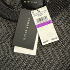 Perry Ellis Sweater Men's 2X Big & Tall Yarn Herringbone Crew Neck Black
