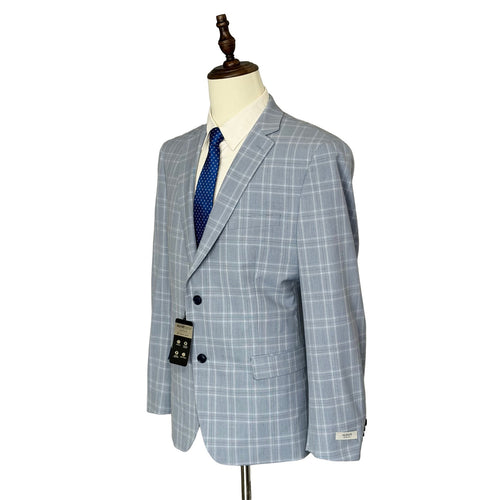 Alfani Alfatech Sport Coat Men's 46R Slim Fit Stretch Blue Plaid