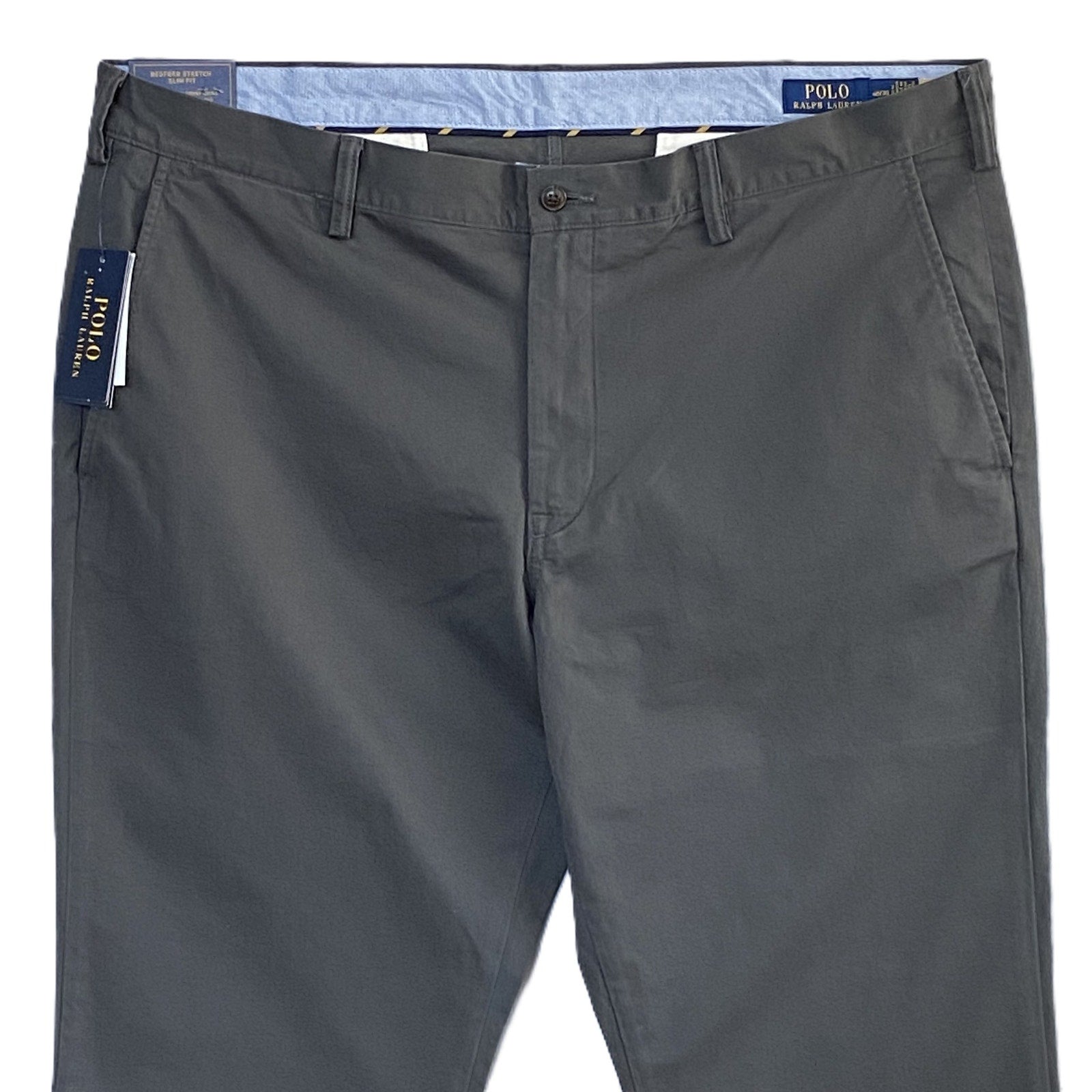 Polo Ralph Lauren Pants Men's 40"x30" Bedford Chino Flat Front Stretch Gray