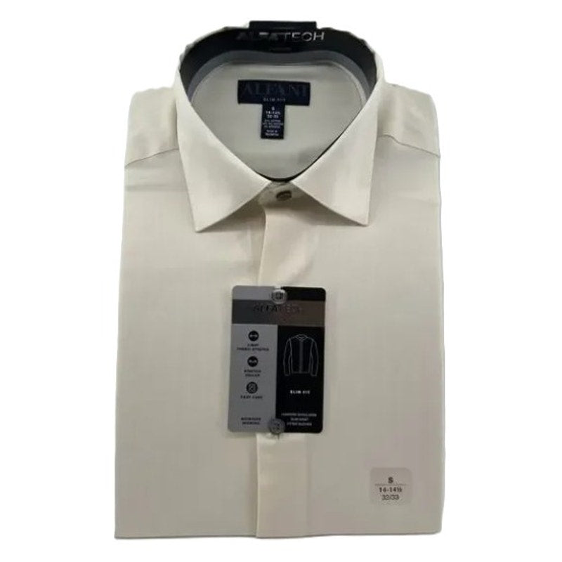 Alfani Dress Shirt Alfatech Men's Small 14-14.5 32/33 Long Slv Button Up Tan