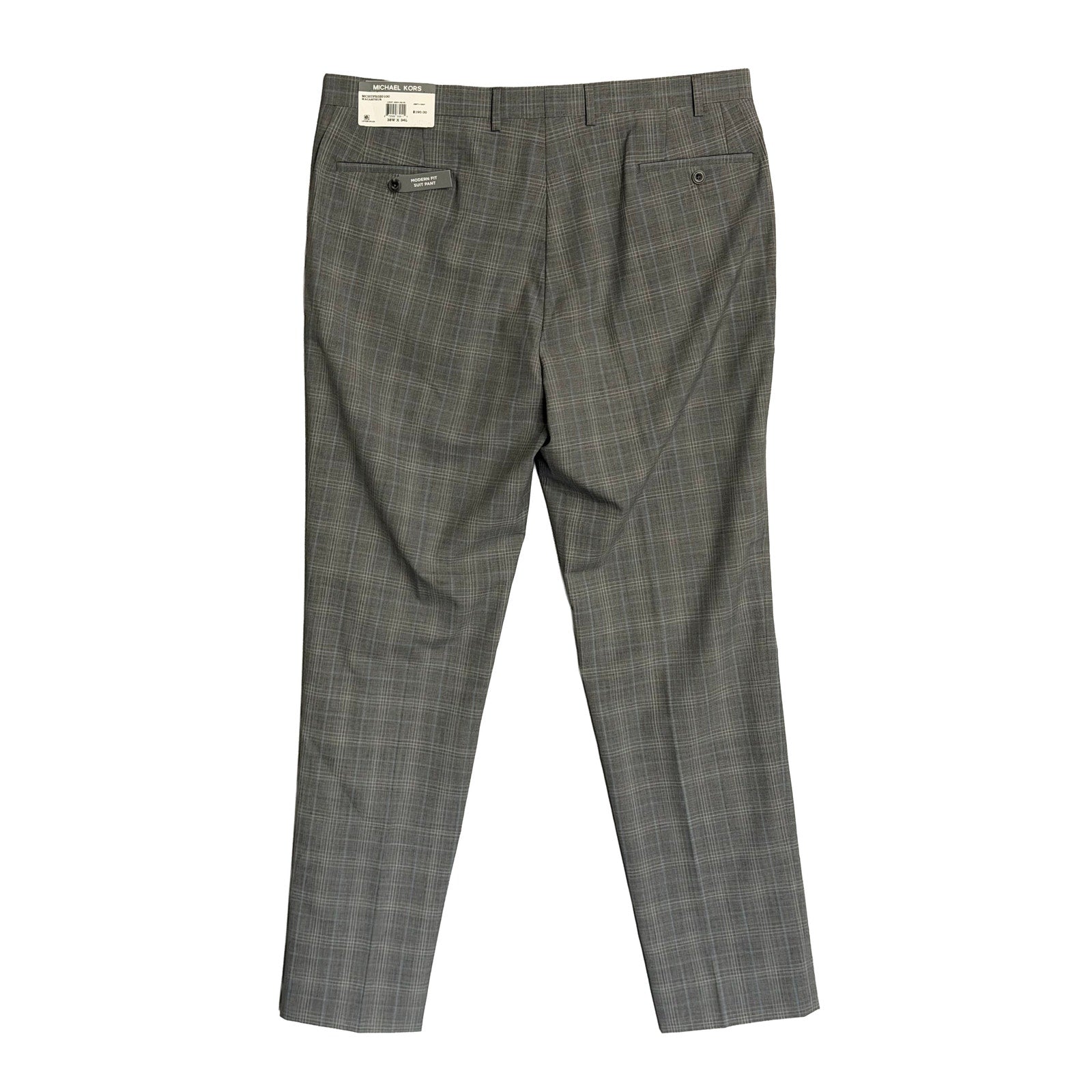 Michael Kors Suit Pants Men's 38"x34" Modern Fit Wool Blend Light Grey/Blue Check