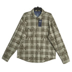Tommy Bahama Flannel Shirt Men's XL "Fireside Palm Springs" Stretch Tea Leaf