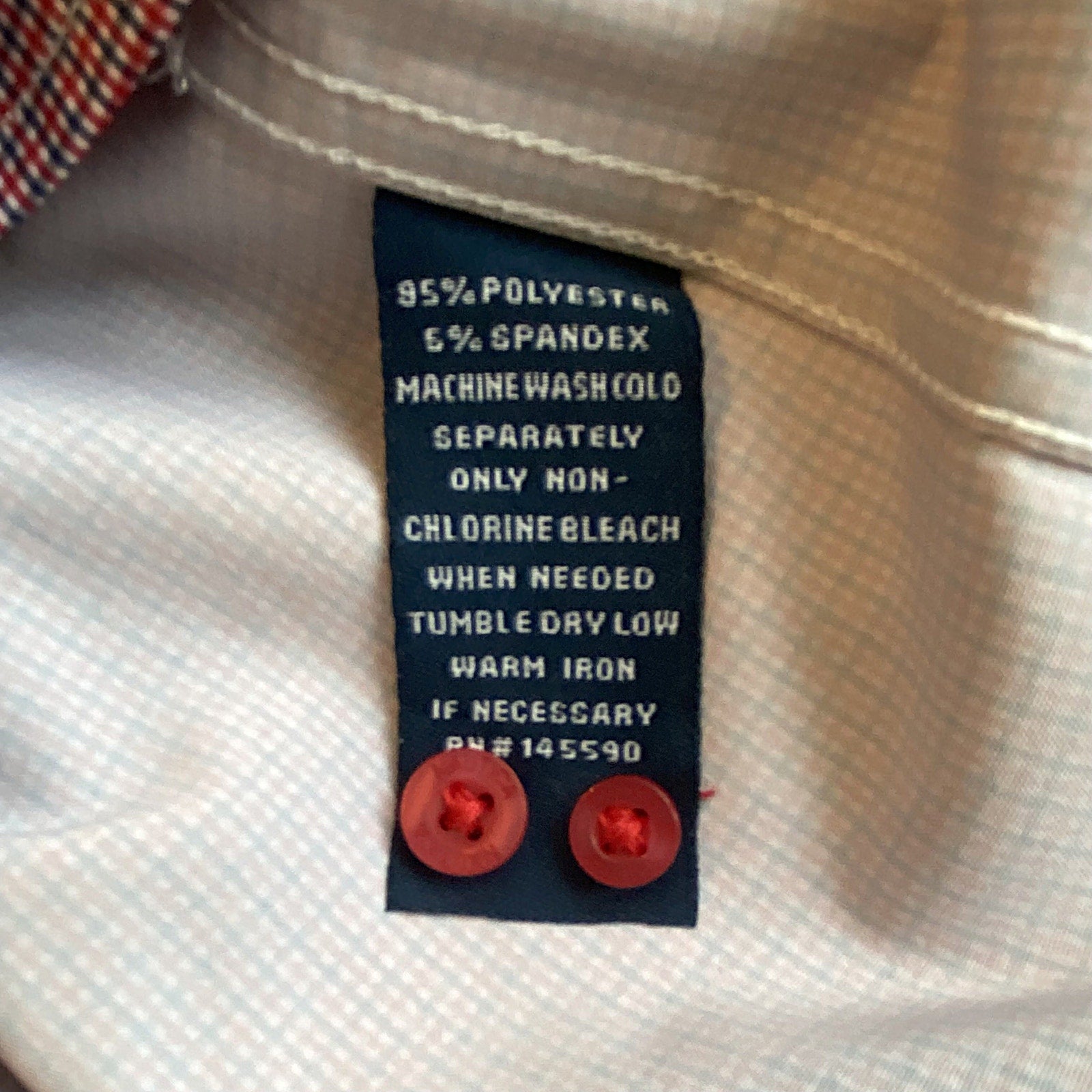 Nautica Dress Shirt Men's 14-14.5 32/33 Performance Slim Fit Red/Navy Check