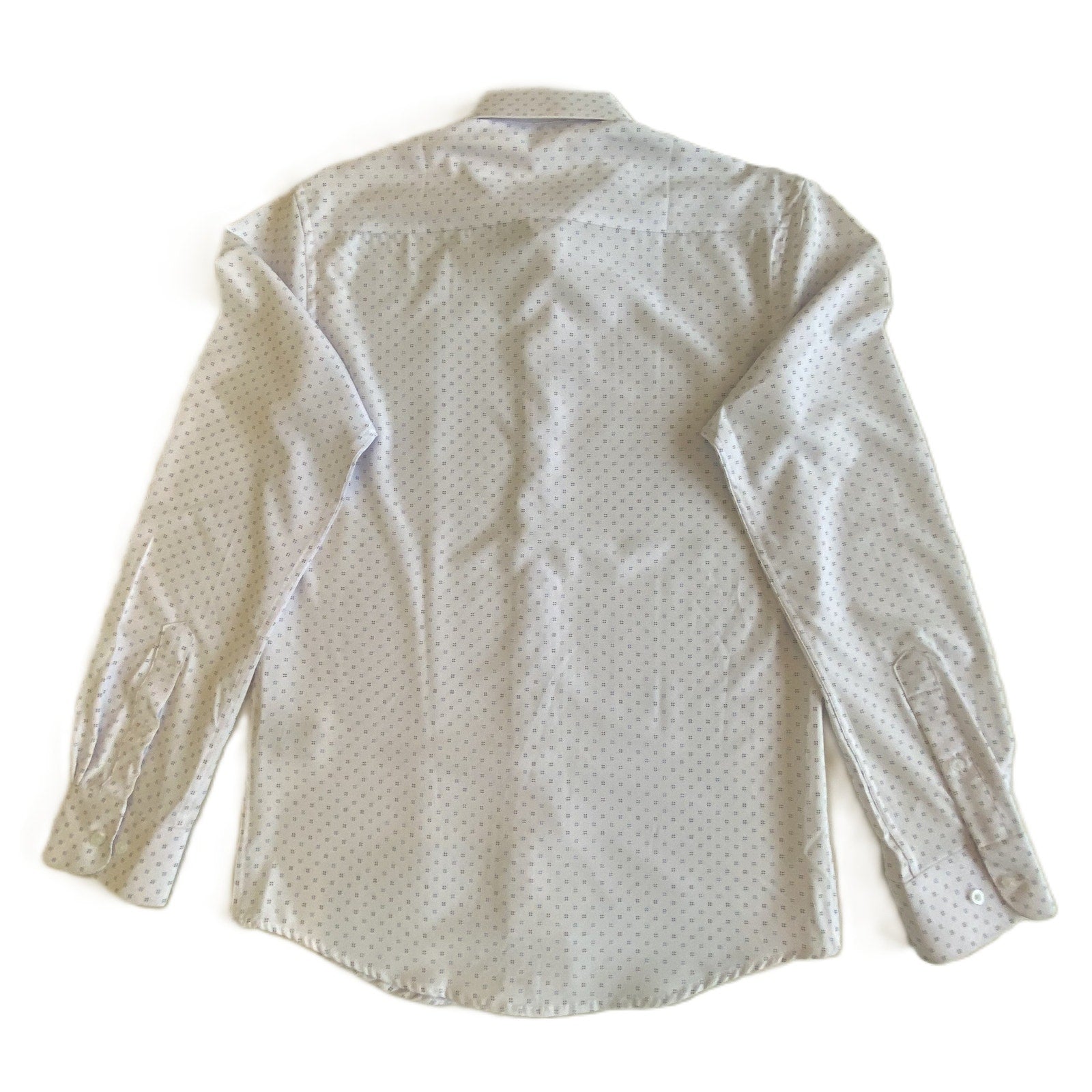 Nautica Dress Shirt Men's 14-14.5 32/33 Performance Slim Fit White Blue Dot NEW