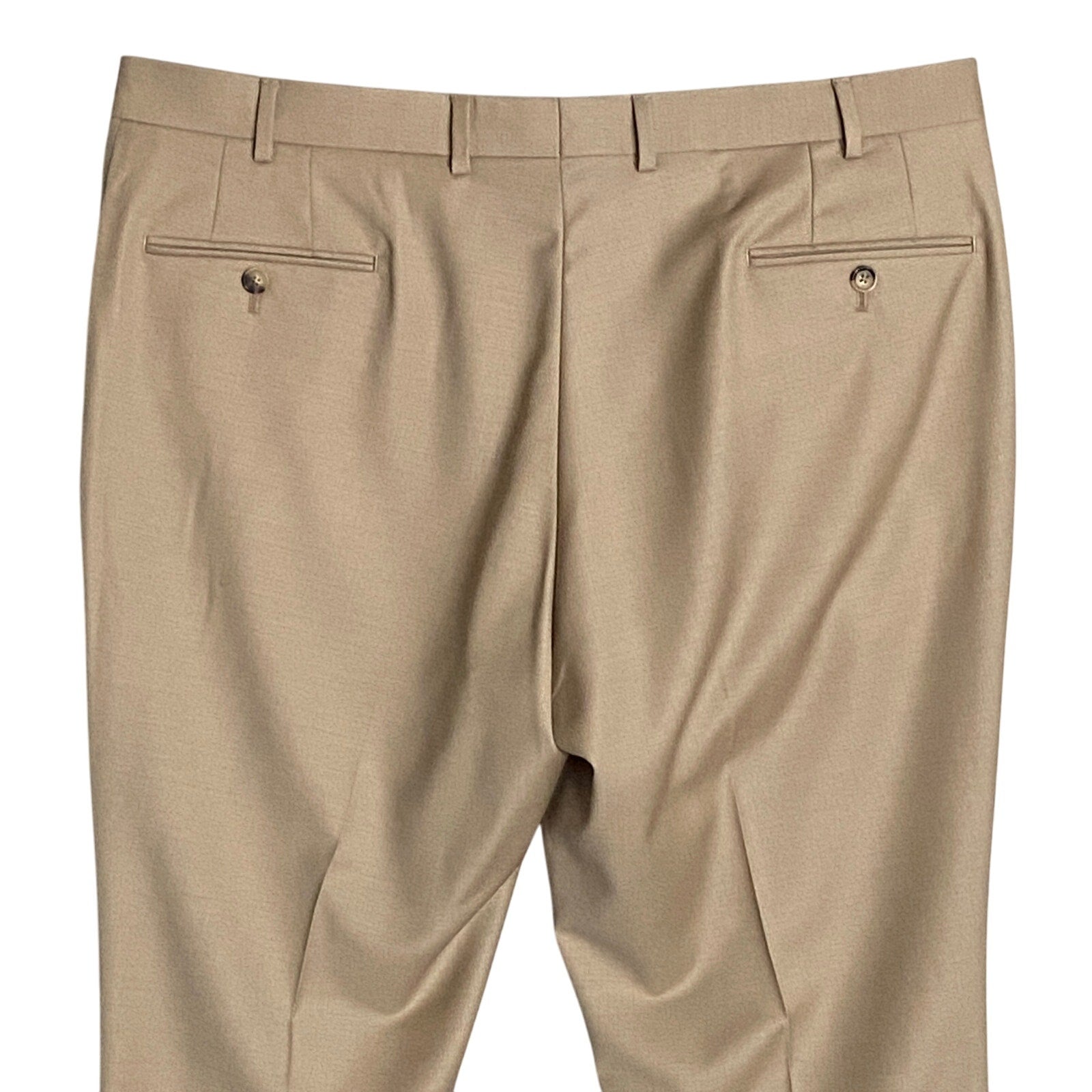 Ted Baker London Joey Pant Men's 38R Wool Dress Pant Solid Tan Raw Hem