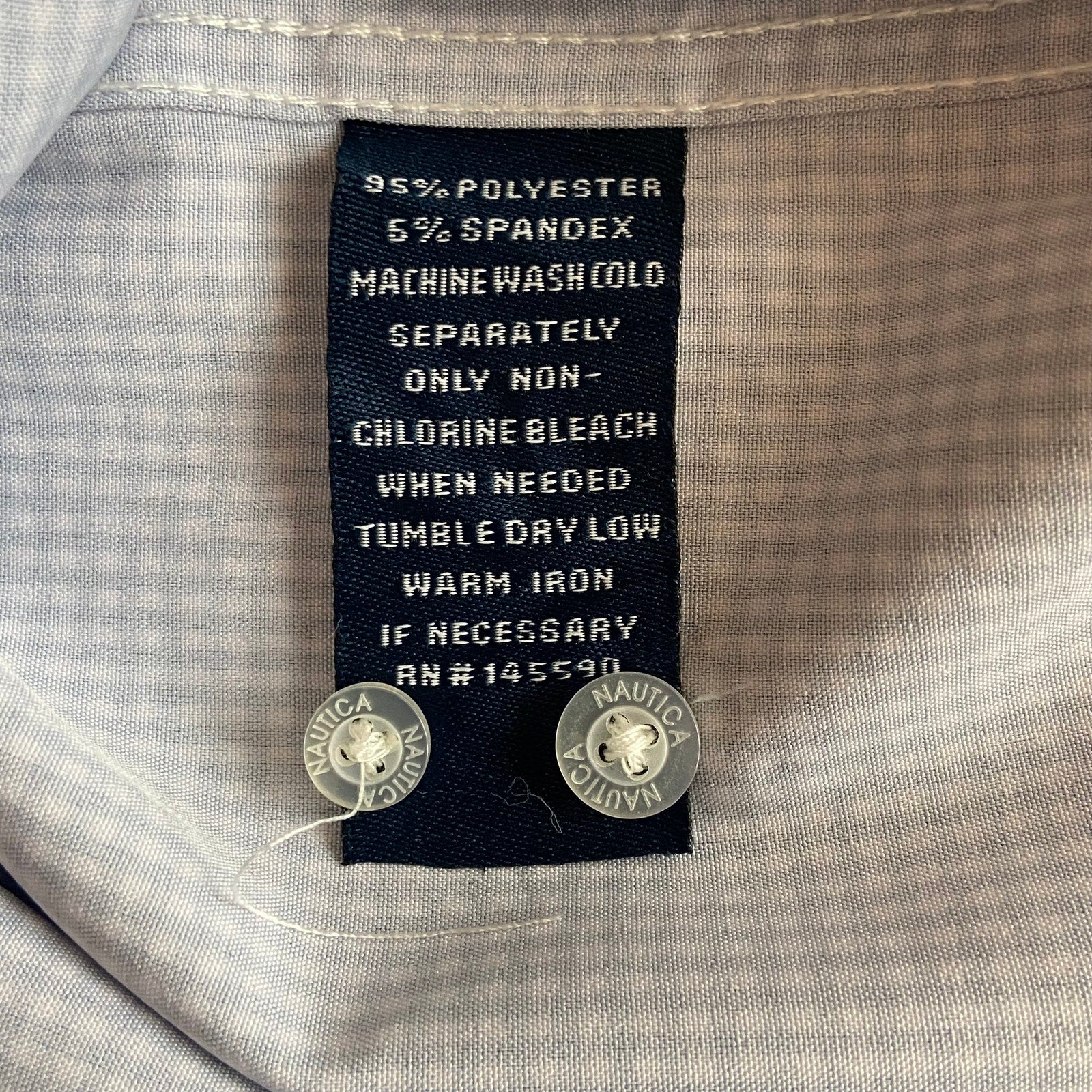 Nautica Dress Shirt Men's 14-14.5 32/33 Performance Slim Fit Blue White Ck