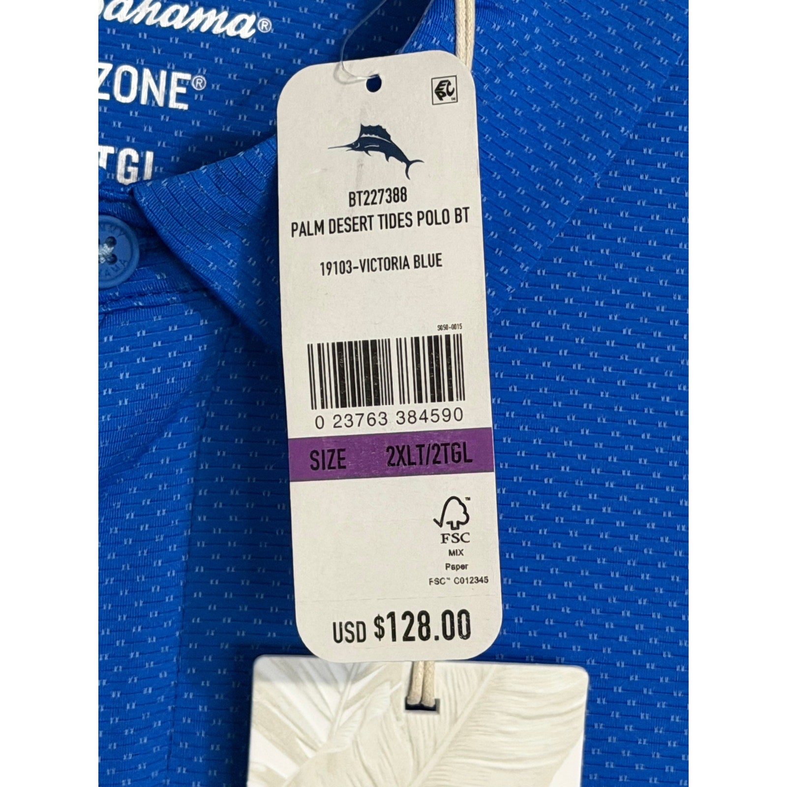 Tommy Bahama Polo Shirt Men's 2XLT Short Sleeve Palm Desert Tides Blue NEW