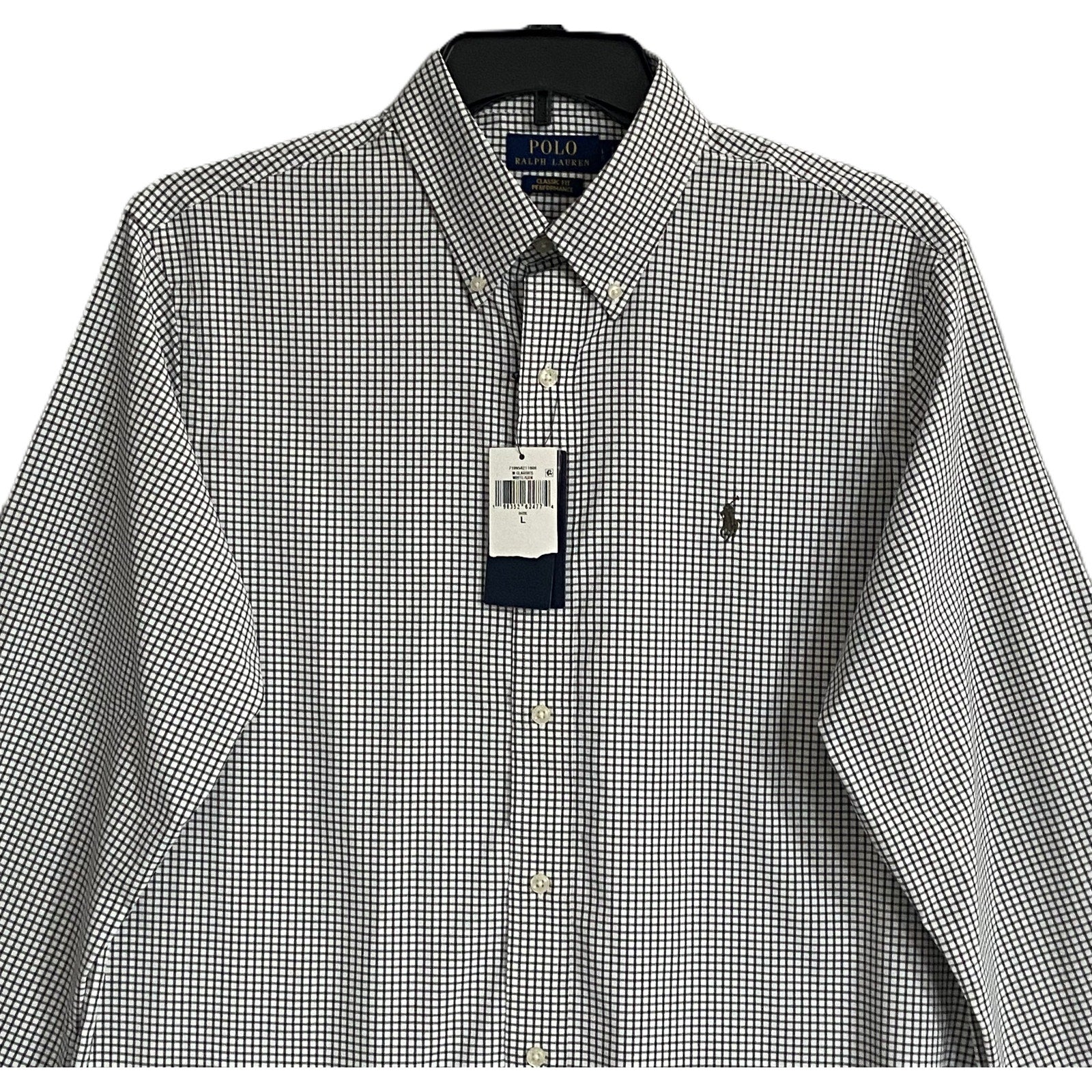 Polo Ralph Lauren Shirt Men's Large Classic Fit Performance Green Check NEW