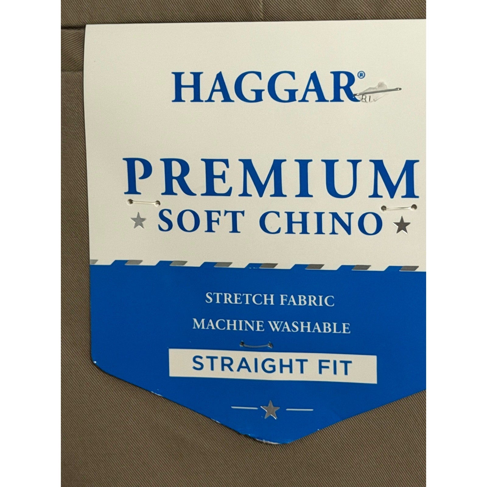 Haggar Premium Soft Chino Men's 32"x34" Twill Pant Straight Fit Medium Khaki