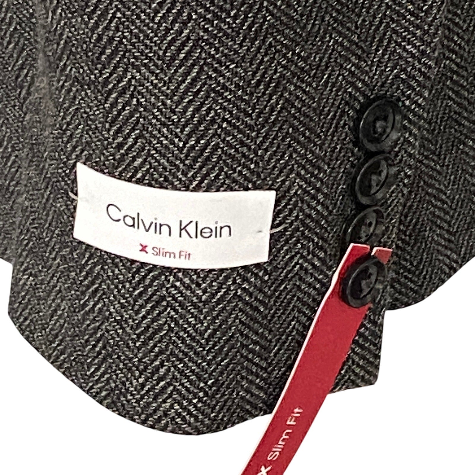 Calvin Klein Men's 36 Regular Sport Coat Slim-Fit Wool Charcoal Herringbone