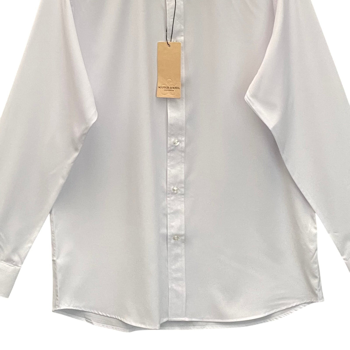Scotch & Soda Dress Shirt Men's 18 34/35 Modern Fit Point Collar Solid White