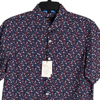 Quieti Performance Men's Shirt Small Short Sleeve Button-Up Navy Blue Floral