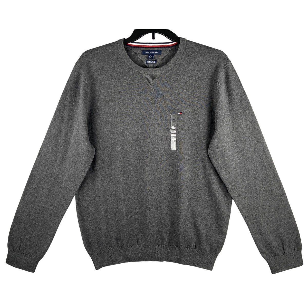 Tommy Hilfiger Sweater Men's XL Crew Neck Premium Cotton Long Sleeve Charcoal Grey