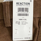 Kenneth Cole Reaction Pants Men's 34x32 Pant Slim Fit Stretch Corduroy Camel