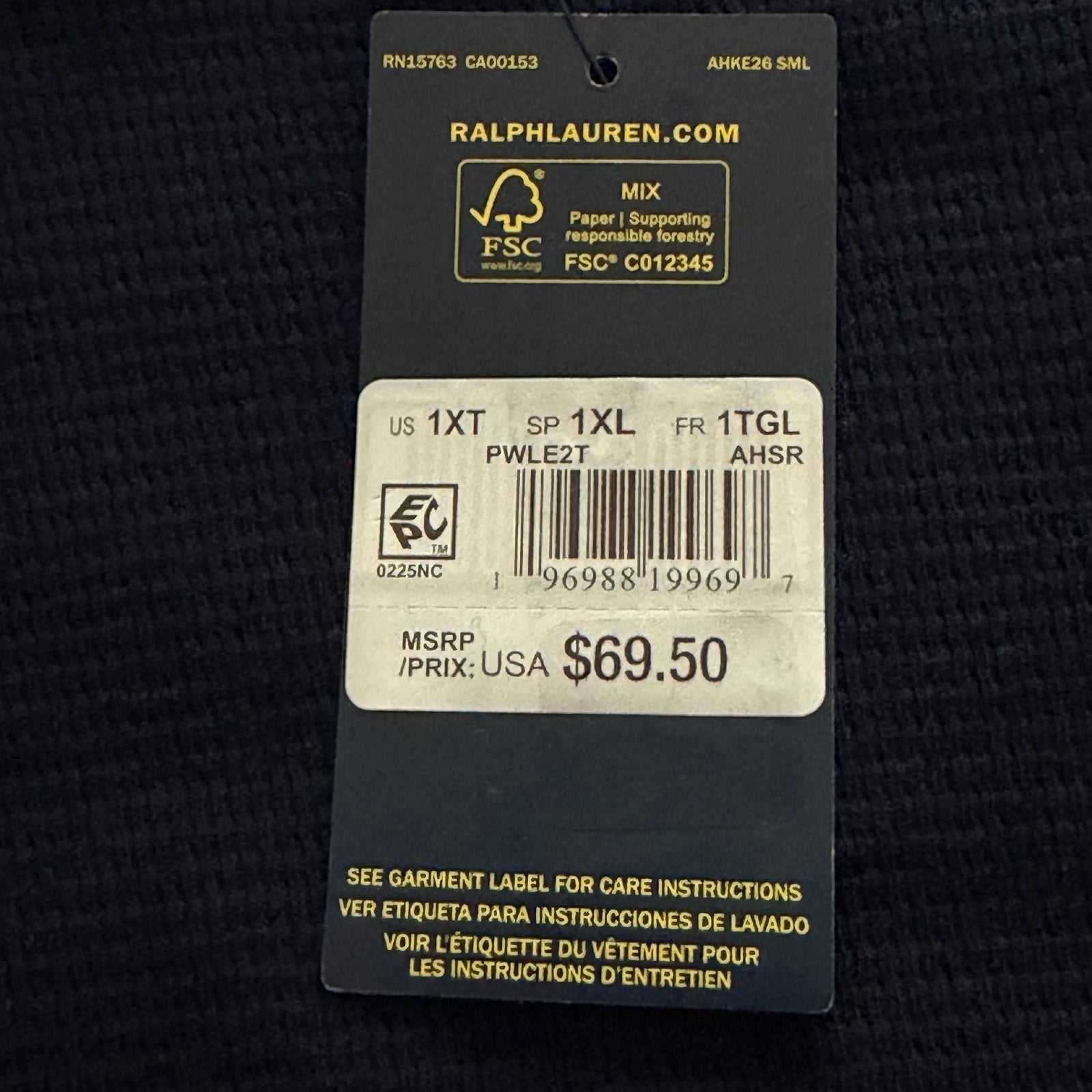 Polo Ralph Lauren Sleepwear Men's 1XT Crew Neck Long Sleeve Knit Shirt Blue