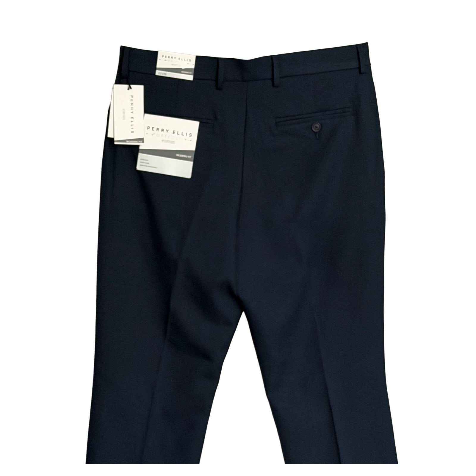 Perry Ellis Portfolio Pant Men's 32"x30" Modern Fit Flat Front Total Eclipse