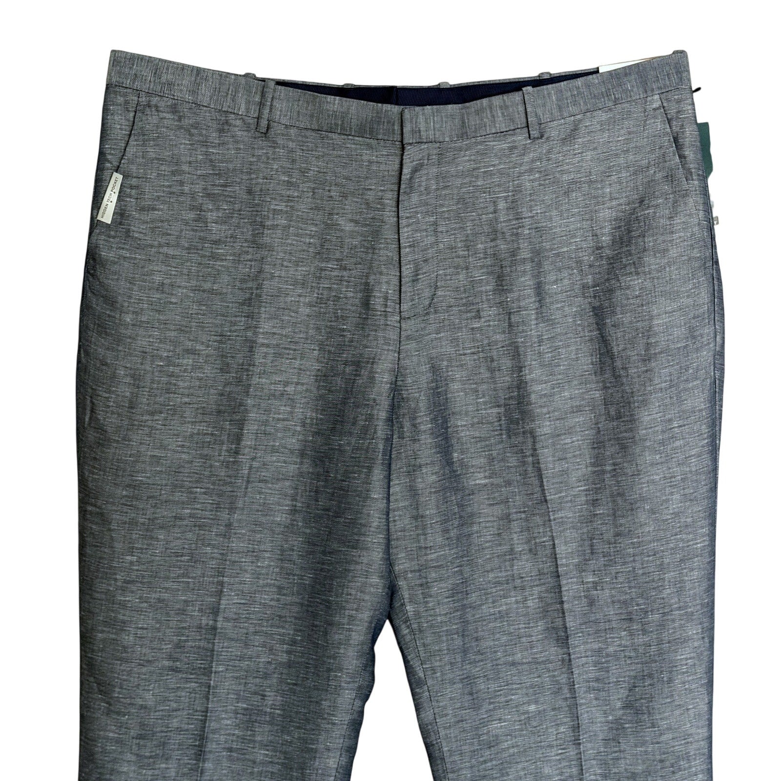 Perry Ellis Portfolio Pants Men's 42"x30" Modern Fit Linen Blend Blueprint