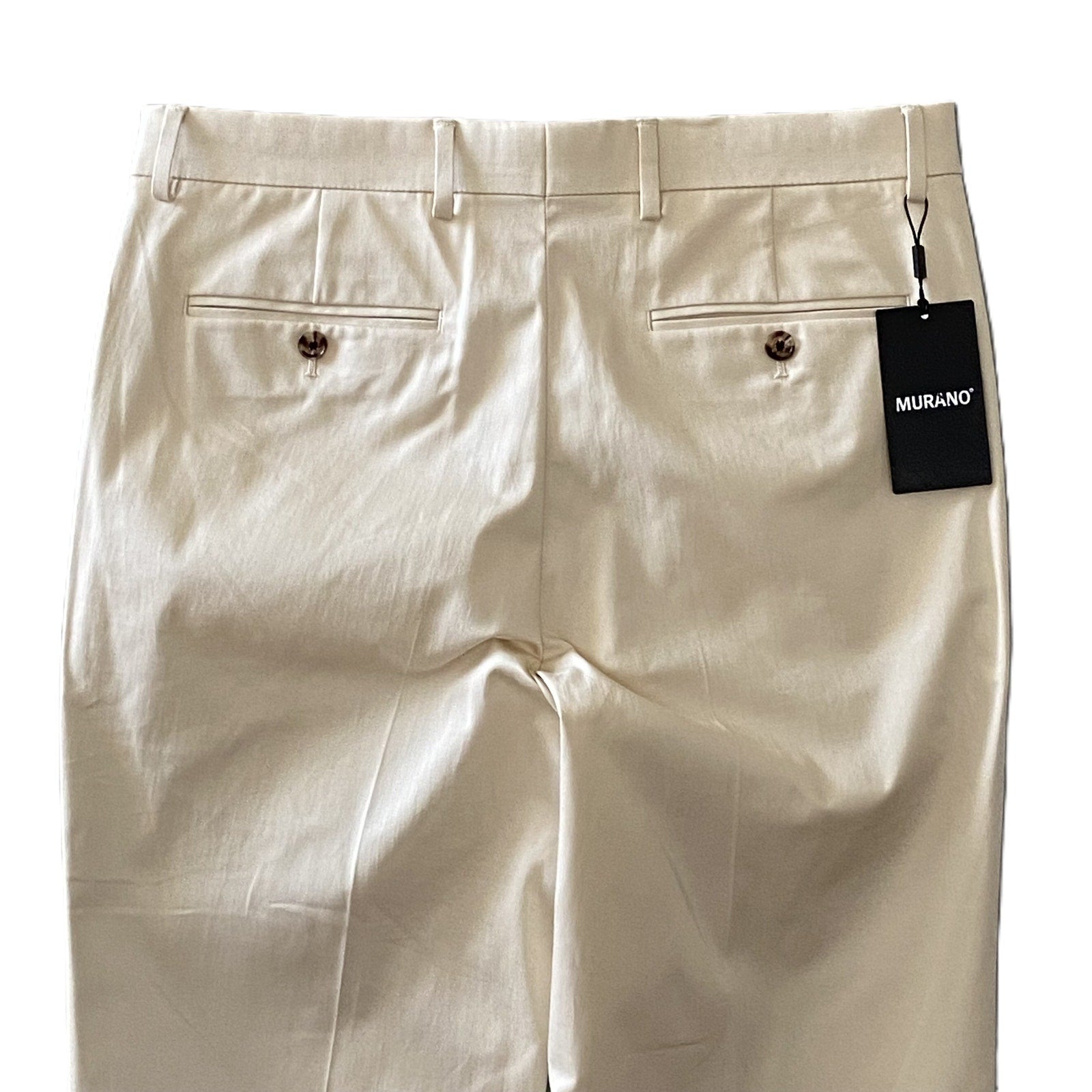 Murano Dress Pants Men's 32x34 Alex Slim Fit Flat Front Solid Cream