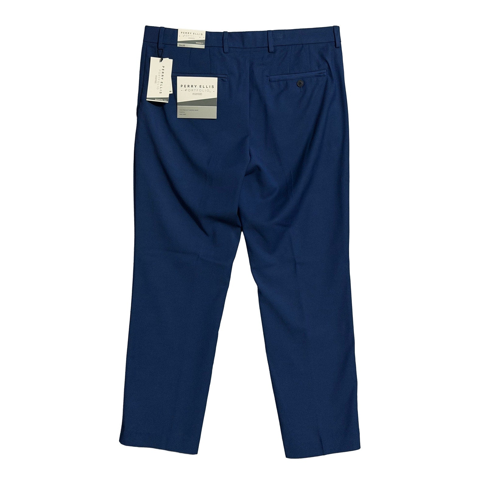 Perry Ellis Portfolio Pants Men's 34"x30" Dress Pants Modern Fit Navy