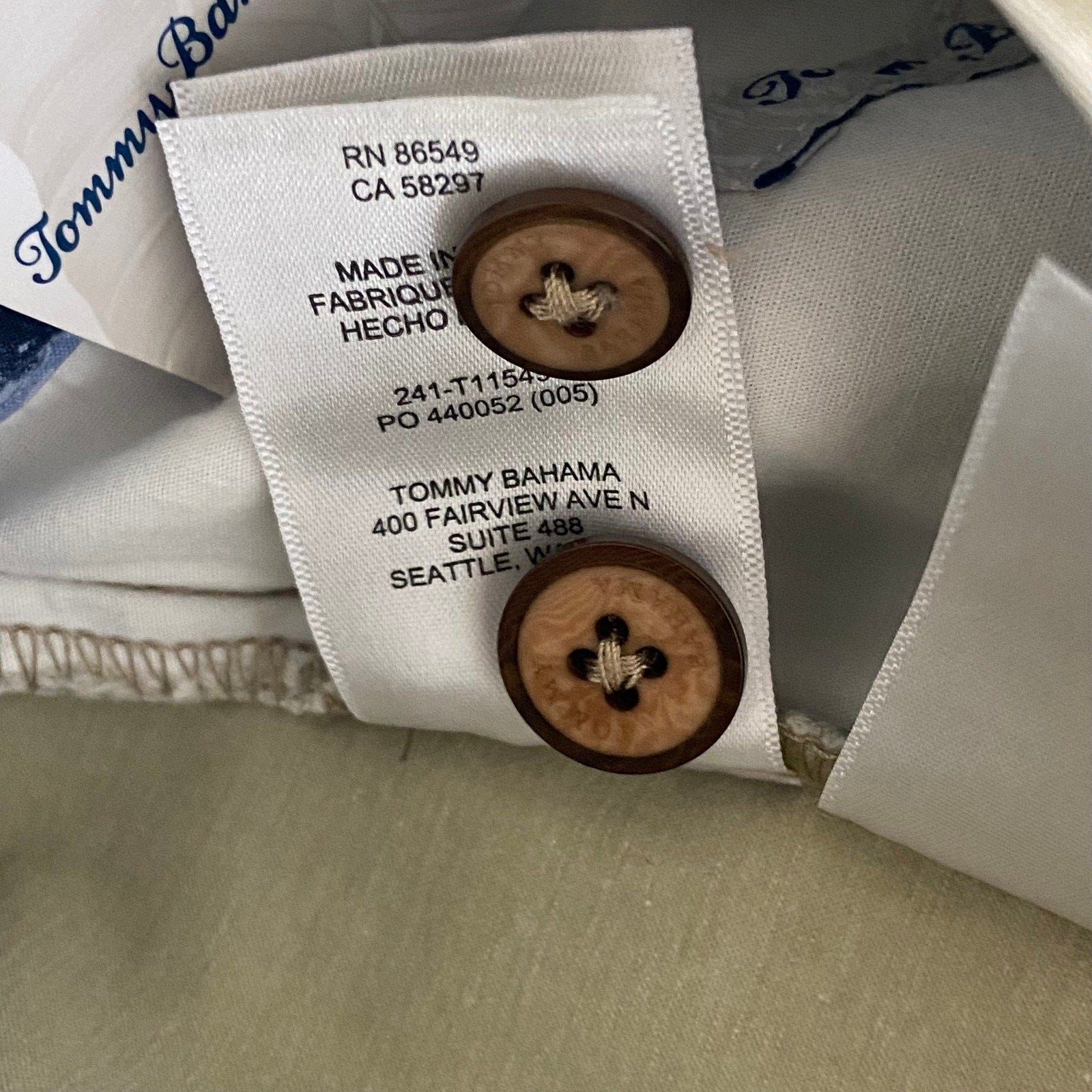 Tommy Bahama Pants Men's 36"x32" Boracay Flat Front Stretch Khaki