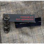 Tommy Hilfiger Men's 36 Regular Suit Jacket Modern Fit Wool Grey Camel Plaid
