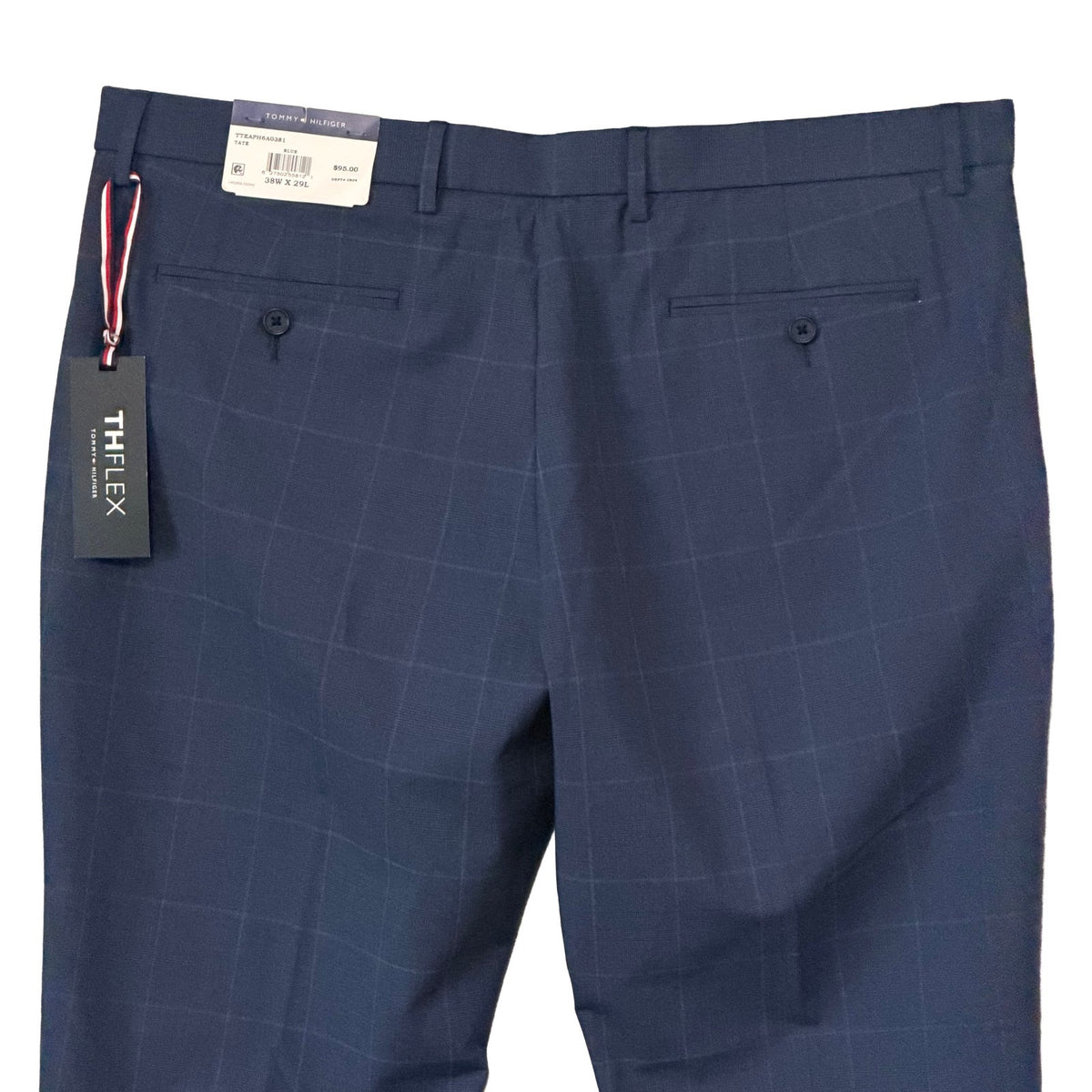 Tommy Hilfiger Dress Pants Men's 38"x29" THFlex Tate Stretch Blue Check