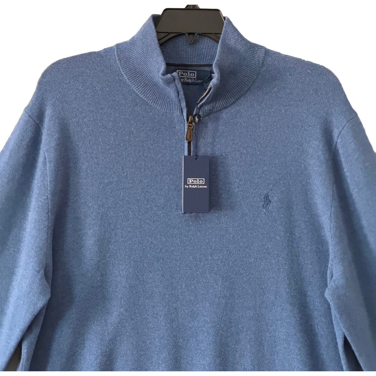 Polo Ralph Lauren Men's XXL Quarter-Zip Wool Sweater Italian Yarn Blue