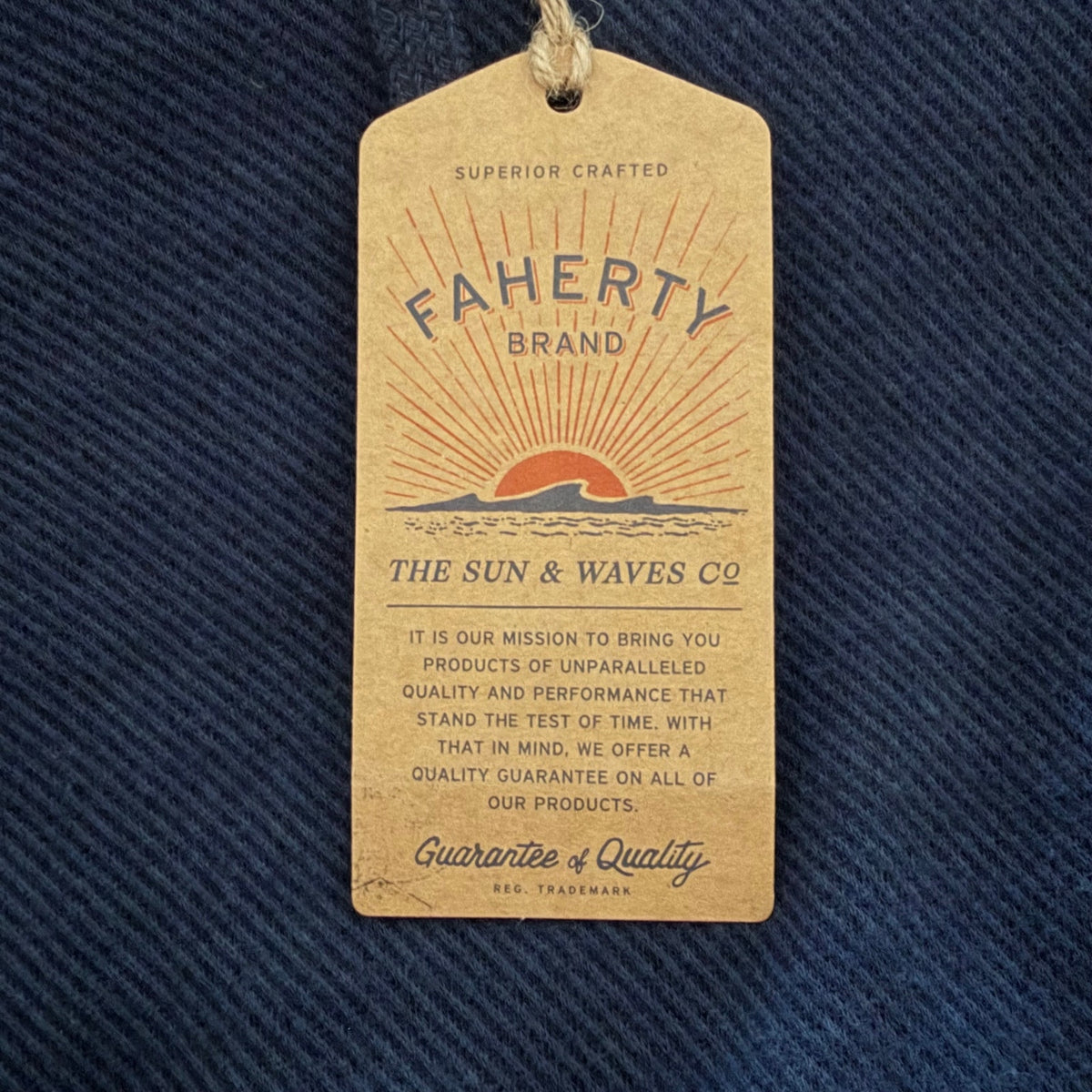Faherty Legend Lounge Sweater Hoodie Men's XXL Organic Cotton Navy Twill