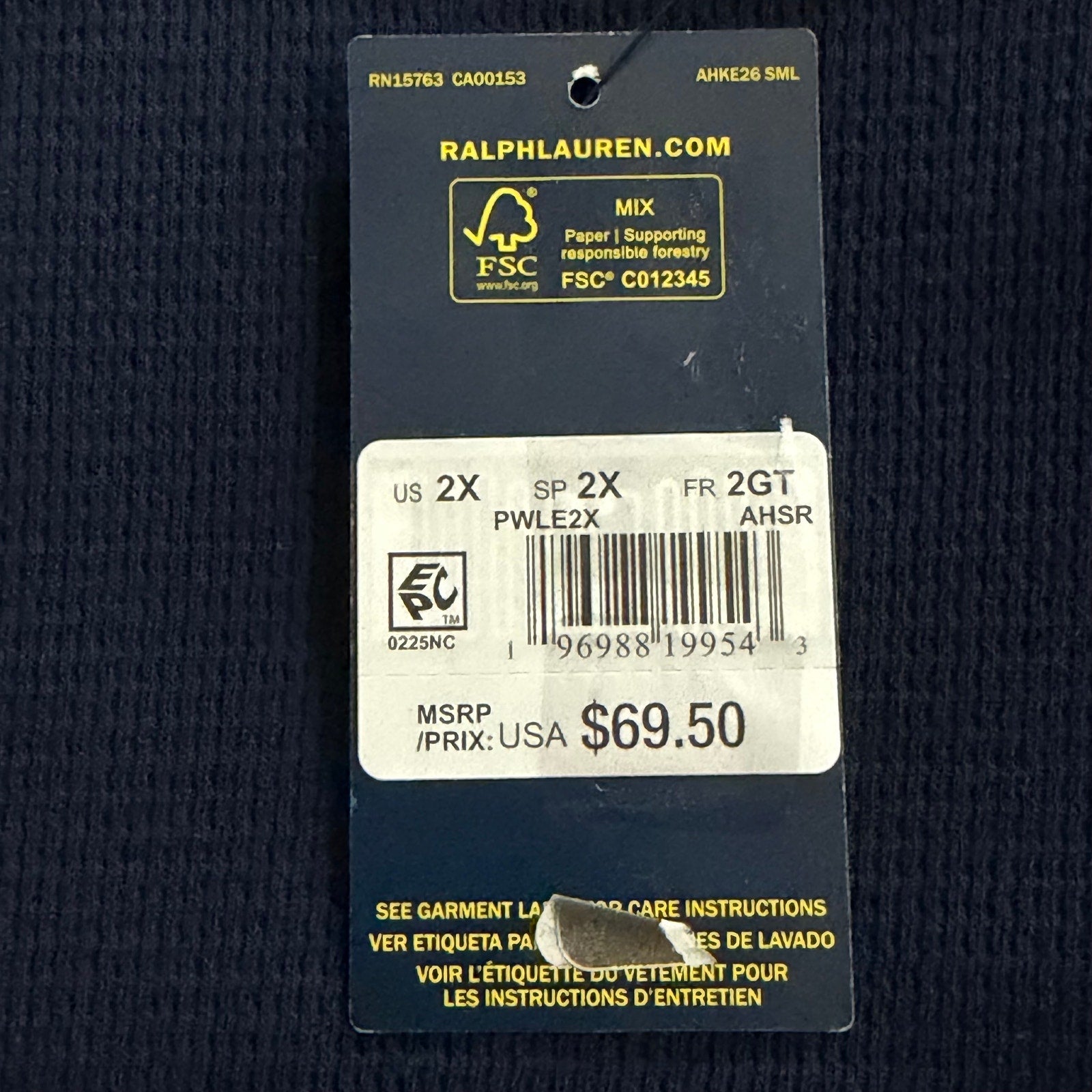 Polo Ralph Lauren Sleepwear Men's 2X Crew Neck Long Sleeve Knit Shirt Blue