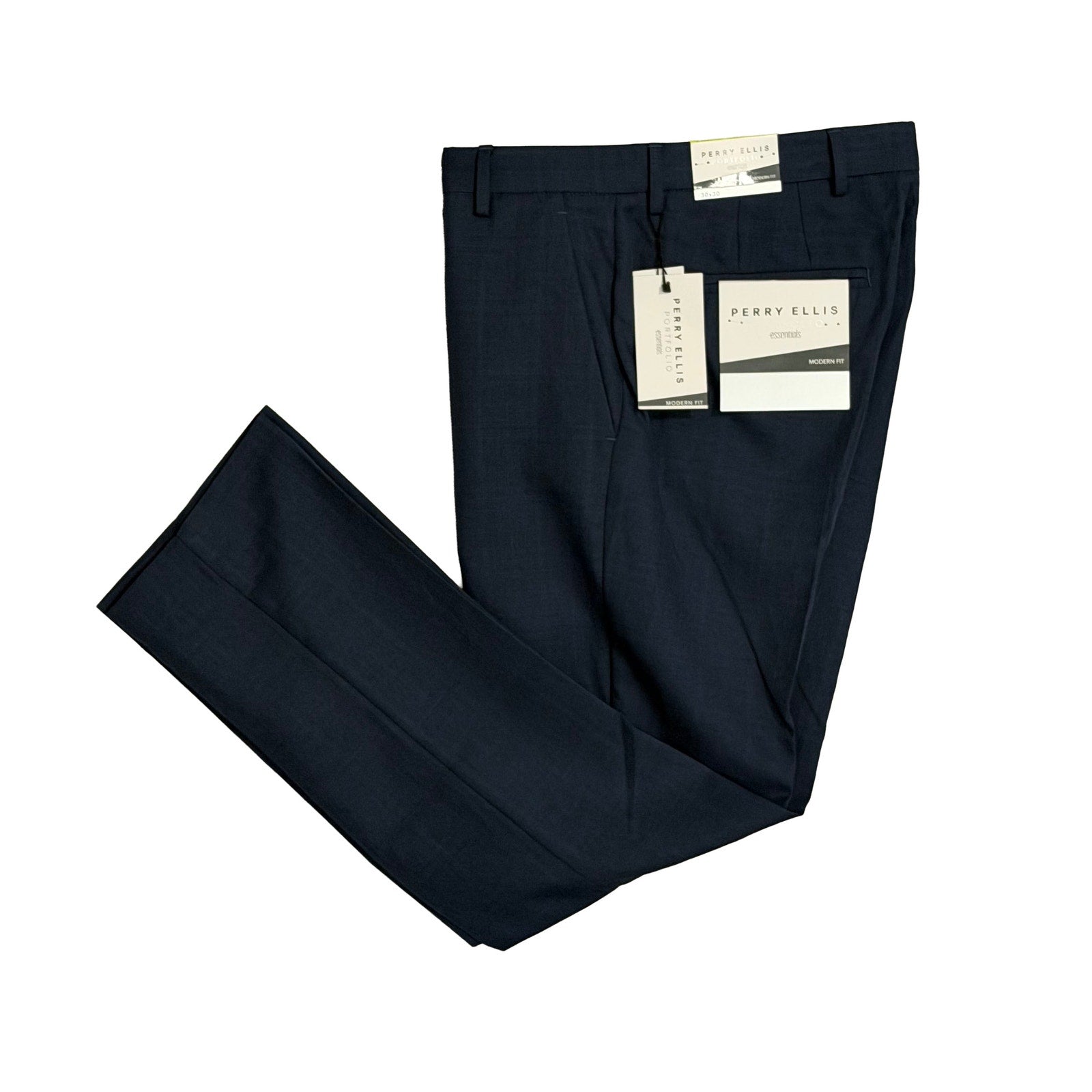 Perry Ellis Portfolio Pants Men's 30"x30" Modern Fit Dress Pants Mood Indigo