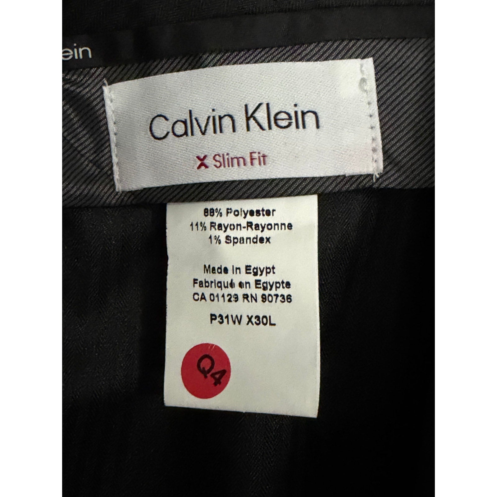 Calvin Klein Dress Pants Men's 31"x30" Slim Fit Flat Front Stretch Gray