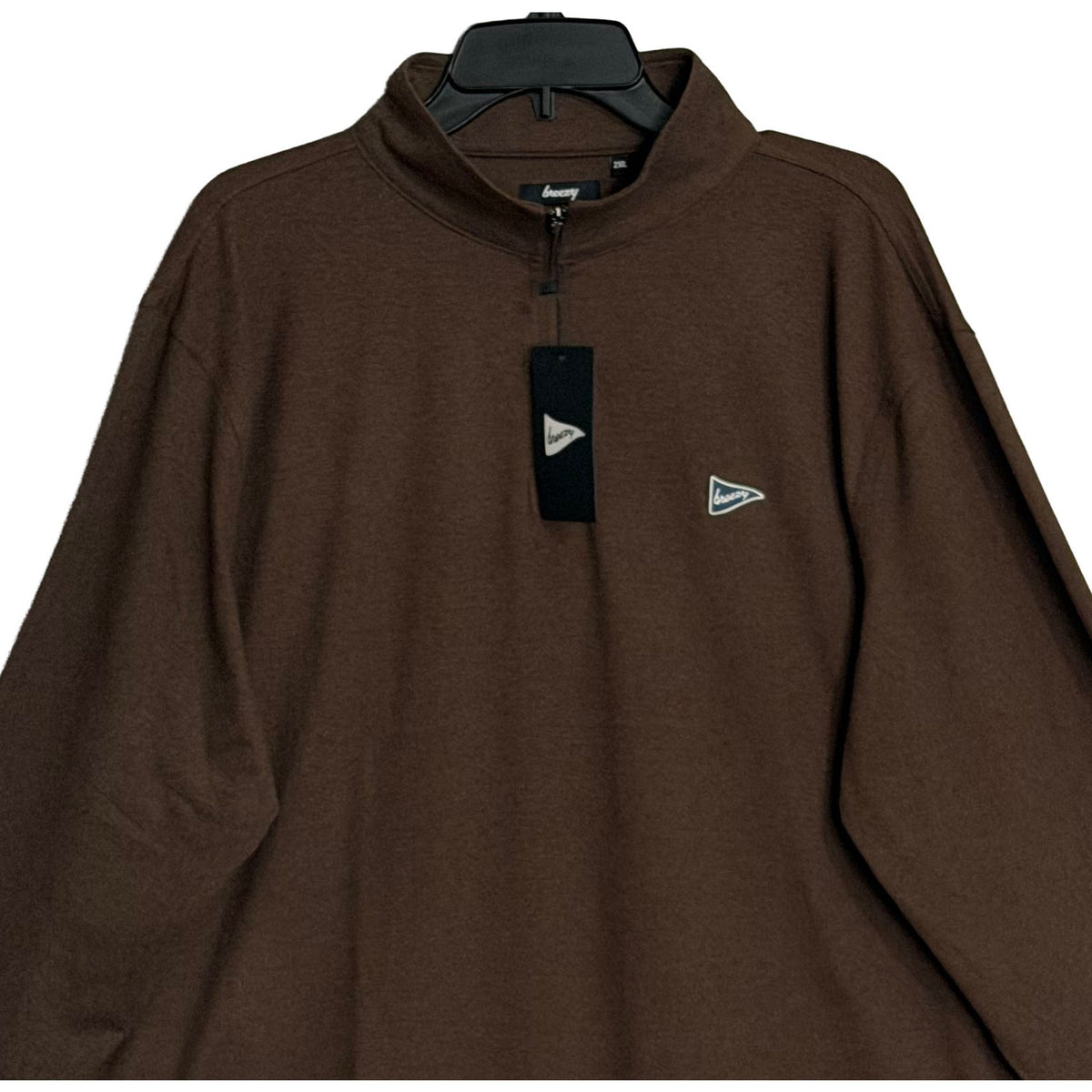 Breezy Quarter-Zip Pullover Men's XXL Long Slv Mock Neck Stretch Espresso