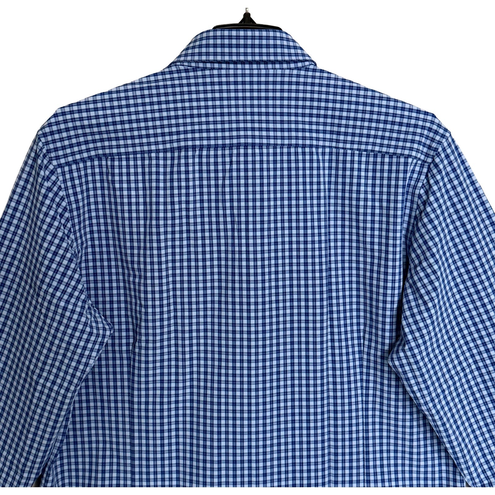 Mizzen+Main Shirt Men's XXL Leeward Trim Fit No Tuck Cobalt Ben Plaid