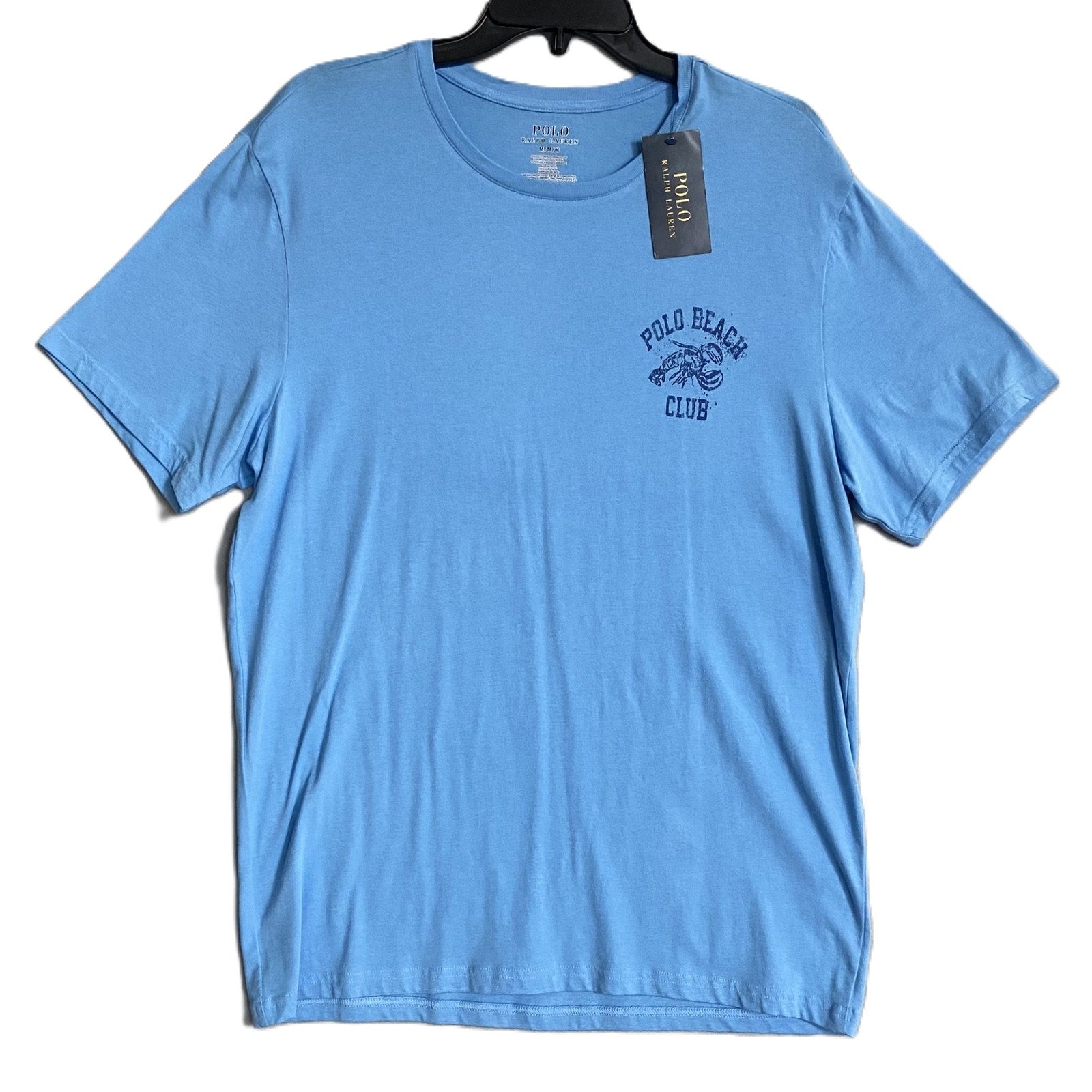 Polo Ralph Lauren T-Shirt Men's Medium "Polo Beach Club" Crew Neck Blue