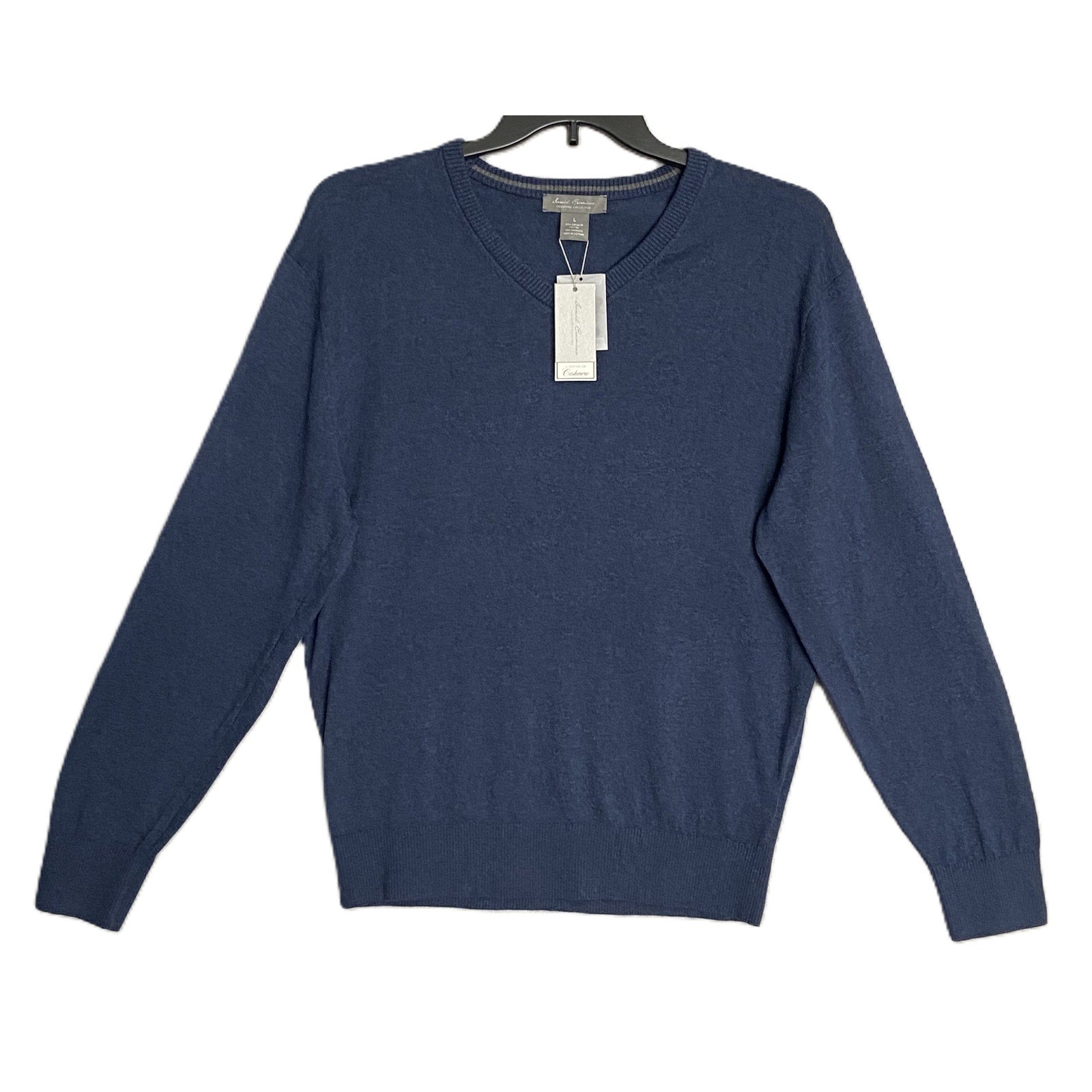 Daniel Cremieux V-Neck Sweater Men's Large Pima Cotton Cashmere Blend Navy