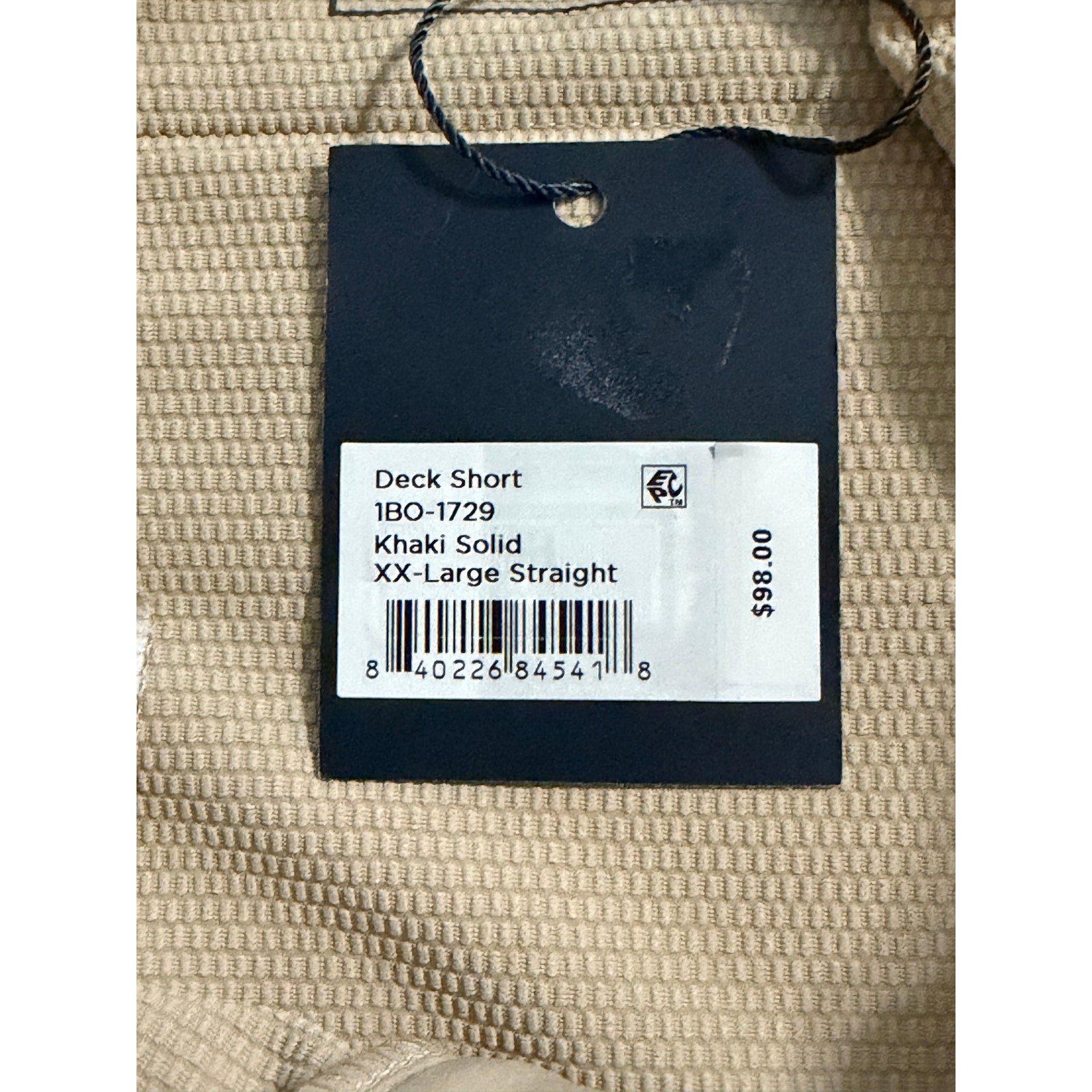 Mizzen+Main Shorts Men's XXL Deck Short Straight Fit Stretch Khaki Solid